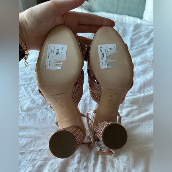 LOEFFLER RANDALL Camellia Dark Rose Gold Pleated Knot Bow Sandal NIB Size 10 - Picture 14 of 14